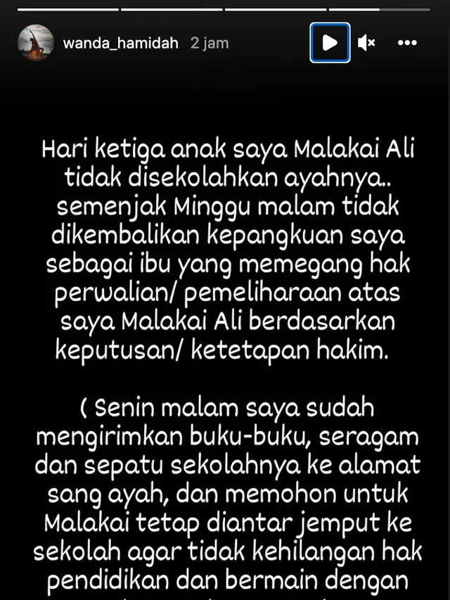 Unggahan Wanda Hamidah. (Foto: Dok. Instagram @wanda_hamidah)