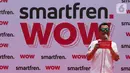 Deputy CEO SmartFren Djoko Tata Ibrahim memberi sambutan pada program undian SmarFren WOW di Jakarta, Senin (14/10/2019). Program tersebut sebagai bentuk apresiasi untuk mewujudkan mimpi pelanggan memiliki rumah, mobil dan tiga buah vespa, serta ratusan hadiah lainnya. (Liputan6.com/HO/Agus)