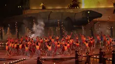 Tari Kecak dari Bali ditampilkan saat pembukaan Asian Para Games di SUGBK, Jakarta, Sabtu (06/10/2018). Pembukaan Asian Para Games kental dengan nuansa nusantara. (Bola.com/M Iqbal Ichsan)