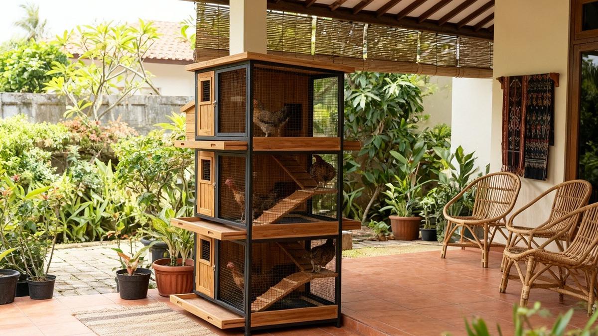 9 Desain Kandang Ayam Kate Estetik di Teras, Konsep Modern Klasik
