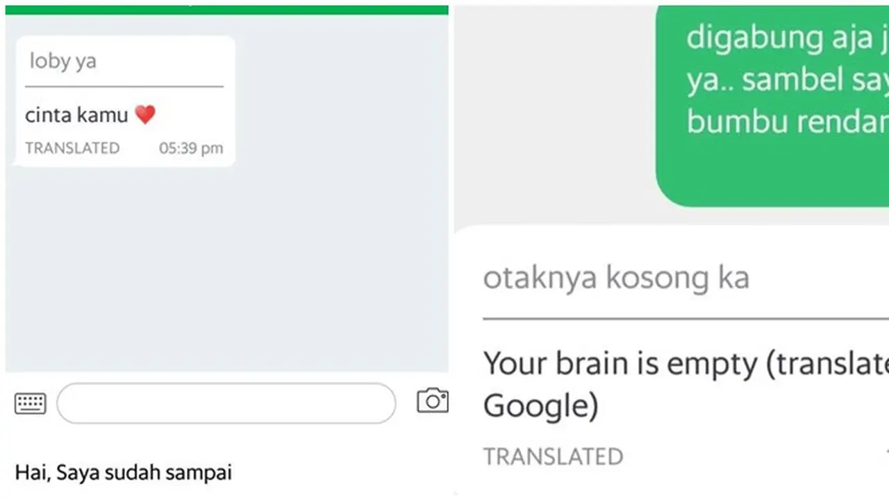 6 Chat Ojol Diterjemahkan Otomatis ke Bahasa Inggris Ini Maknanya Kocak