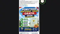Cek Fakta: Tidak Benar Link Pendaftaran Pemutihan Sertifikat Tanah Gratis 2026