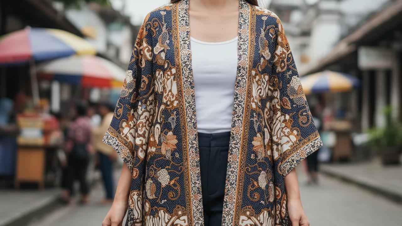 Atasan Batik Cardigan Model Kimono