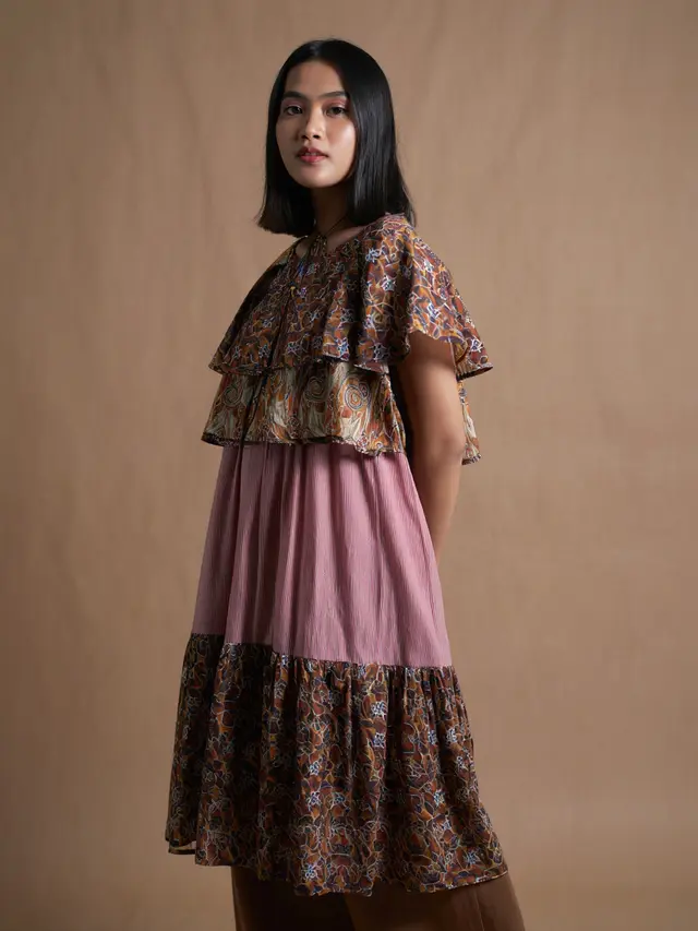 Gamis Katun Kombinasi Batik Formal Santai