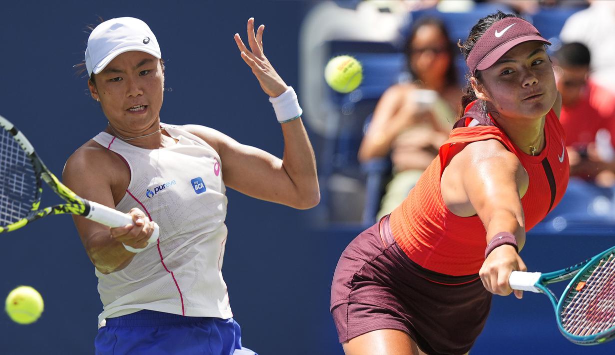 Laga seru akan tersaji dalam pertandingan putaran kedua US Open 2025 antara petenis tunggal putri Indonesia, Janice Tjen melawan petenis tunggal putri Inggris sekaligus juara US Open 2021, Emma Raducanu. (Foto kolase: AP Photo)