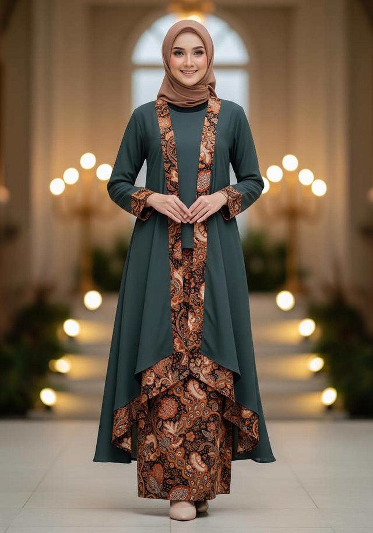 7 Model Gamis Batik Kombinasi Kain Polos Terbaru, Tampil Elegan tanpa Terlihat Ramai