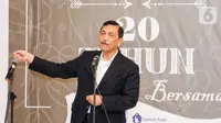 Pendiri dan Ketua Pembina Yayasan Del, Luhut Binsar Pandjaitan memberi sambutan pada acara HUT ke-20 Yayasan Del, di Mega Kuningan, Jakarta. (Liputan6.com/Fery Pradolo)