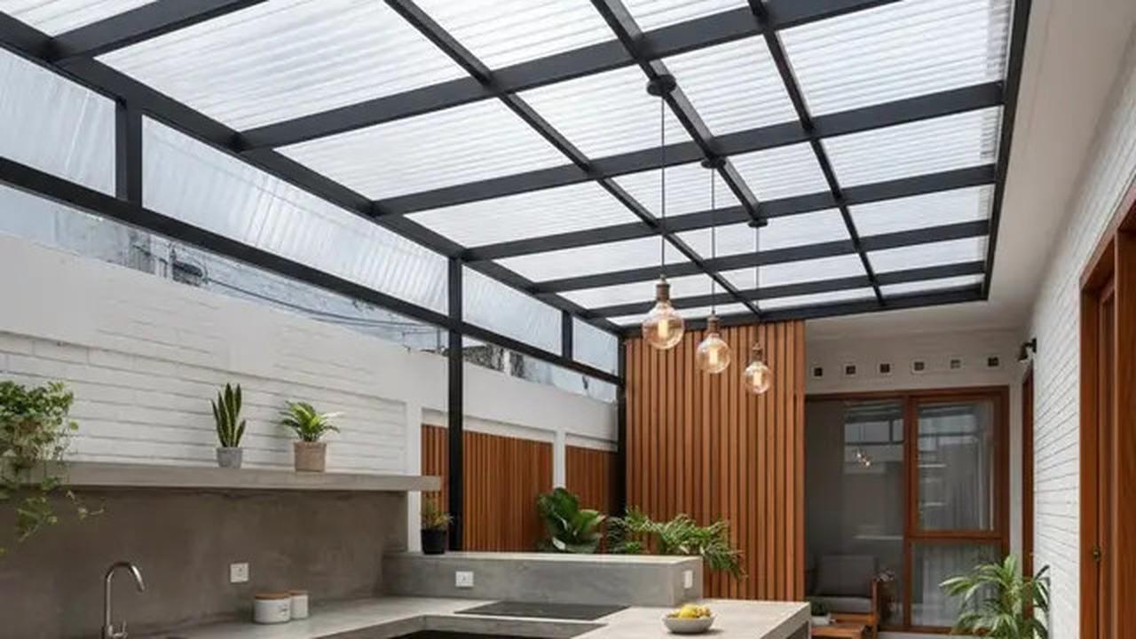 12 Inspirasi Dapur Outdoor Lahan Sempit dengan Meja Cor Minimalis Tren 2025