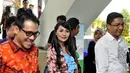 Usai persidangan, Tessa Kaunang yakin proses cerainya dengan Sandy Tumiwa tak akan berlangsung lama, Jakarta, (1/9/14). (Liputan6.com/Andrian M Tunay)