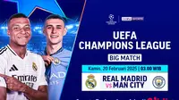 Dapatkan siaran langsung big match Liga Champions: Real Madrid vs Manchester City di Vidio. Dukung dan saksikan laga big match Liga Champions menuju round of 16 di pekan ini hanya di layanan OTT Vidio. (sum. doc. vidio.com)