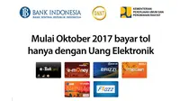 Terhitung mulai Oktober 2017, semua transaksi pembayaran tol akan menggunakan Uang Elektronik.