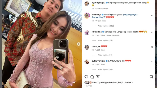 Unggahan Ayu Ting Ting dan Boy William. (Foto: Dok. Instagram @ayutingting92)