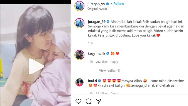 Unggahan Gilang Widya Pramana alias Juragan 99 bersama anak sulung dan istrinya, Shandy Purnamasari, di tengah isu perpisahan. (Instagram @juragan_99)