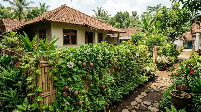 6 Desain Kebun Rambat di Pagar Bambu yang Bikin Halaman Kampung Makin Estetik