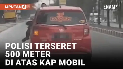 VIDEO: Heboh! Polisi Ditabrak dan Nyangkut di Atas Kap Mobil Ugal-ugalan di Kudus