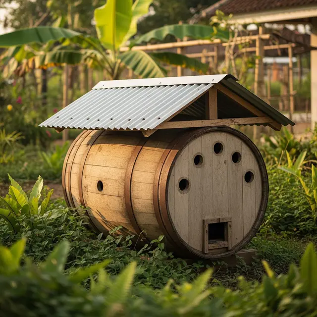 Model Kandang Ayam Mini dari Tong Bekas yang Mudah Dipindahkan