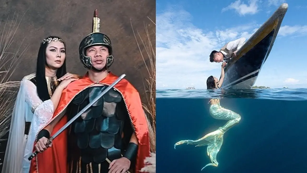 6 Potret Prewedding Artis Bertema Unik, Dari Gladiator Hingga Mermaid