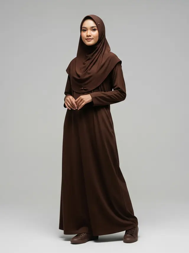 Gamis Syar'i Cokelat Tua