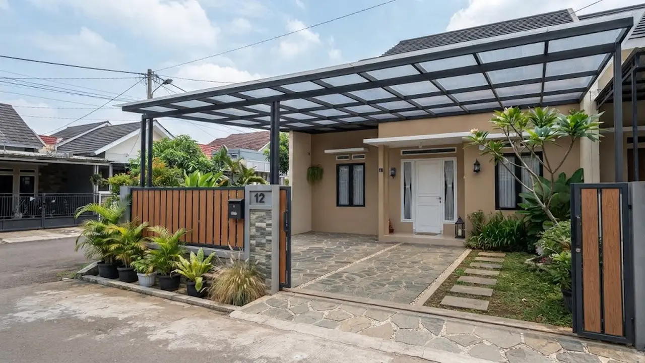 Ide Lantai Carport dengan Kanopi Transparan