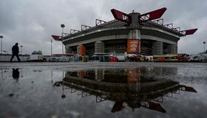 Pemandangan umum stadion sebelum pertandingan Serie A Italia antara AC Milan dan Parma di Stadion San Siro di Milan, pada tanggal 26 Januari 2025. (Piero CRUCIATTI/AFP)