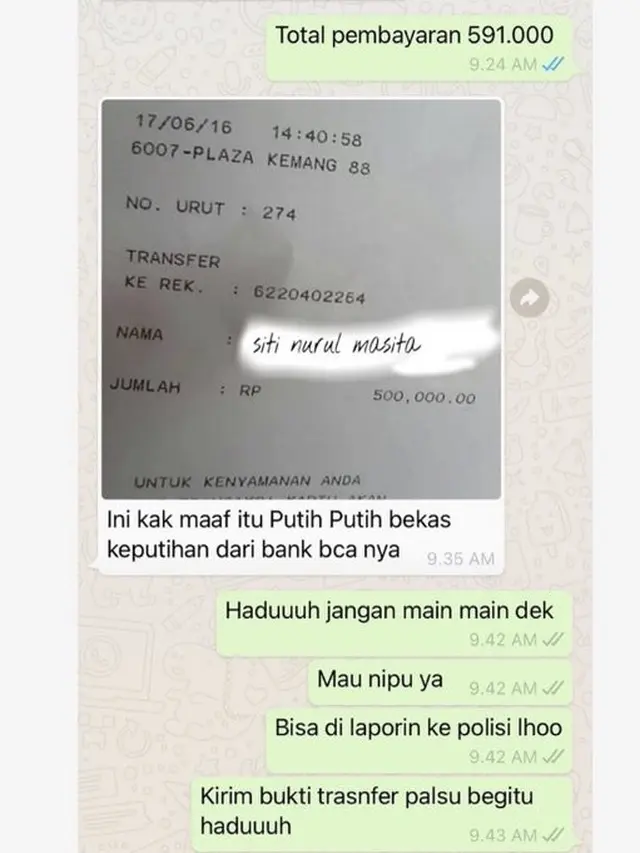 6 Chat Penipuan Pakai Bukti Transfer Rekening Ini Bikin Geregetan