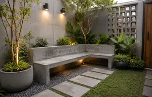 7 Desain Bangku Taman Mungil dari Semen di Halaman Rumah