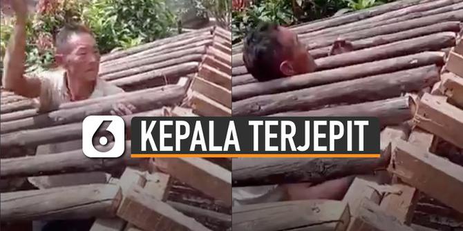 VIDEO: Terlalu Semangat, Pria Ini Kena Apes Saat Pasang Rangka Atap
