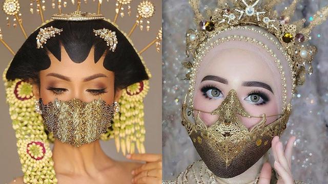 6 Gaya Pengantin Wanita Pakai Masker Unik Saat Menikah Di Tengah Corona Hot Liputan6 Com