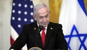 Perdana Menteri Israel Benjamin Netanyahu saat berada di Gedung Putih pada 4 Februari 2025. (Dok.&nbsp;AP Photo/Alex Brandon)