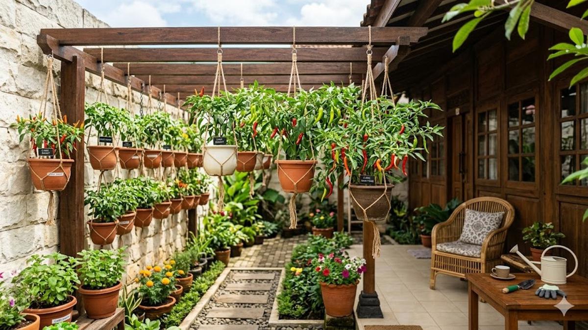 Cara Menata Cabai Gantung agar Estetik dan Panen Lebat, Cocok di Lahan Sempit