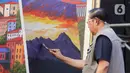 Lebih kurang satu jam, SBY melukis bertema pemandangan dan kecantikan Gunung Lawu di waktu senja. (Liputan6.com/Herman Zakharia)