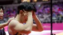 <p>Ekspresi kecewa pesenam Jepang, Kazuki Minami setelah gagal tampil sempurna pada nomor senam lantai final aparatus putra Kejuaraan Dunia Gimnastik 2025 di Indonesia Arena, Senayan, Jakarta, Jumat (24/10/2025). (Bola.com/Bagaskara Lazuardi)</p>