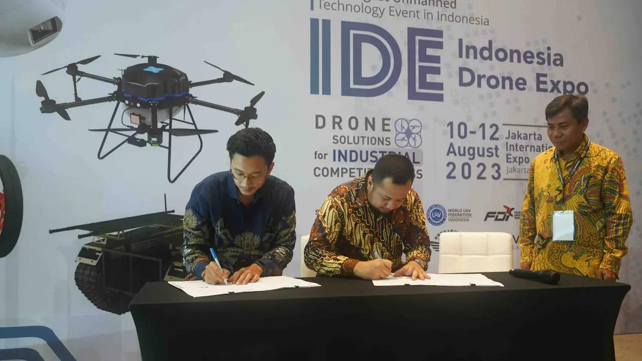 PT Bentara Tabang Nusantara (BETA-UAS) dan Terra Drone mengumumkan kerja sama strategis untuk mengekspor drone produksi dalam negeri ke pasar internasional. (Dok BETA-UAS)