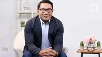 Ridwan Kamil saat wawancara khusus dengan tim Liputan6.com di Jakarta, Kamis (9/11/2023). (Liputan6.com/Herman Zakharia)