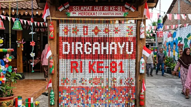 Desain Dekorasi HUT RI dari Limbah Plastik yang Murah tapi Mencuri Perhatian/AI Generated