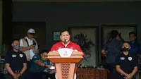 Menteri Pertahanan Prabowo Subianto menghelat pertandingan sepak bola U-16 bertema Nusantara Open 2022.