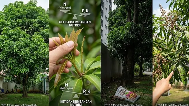 Penyebab Pohon Mangga Rajin Berdaun tapi Tidak Mau Berbuah (AI Generated)