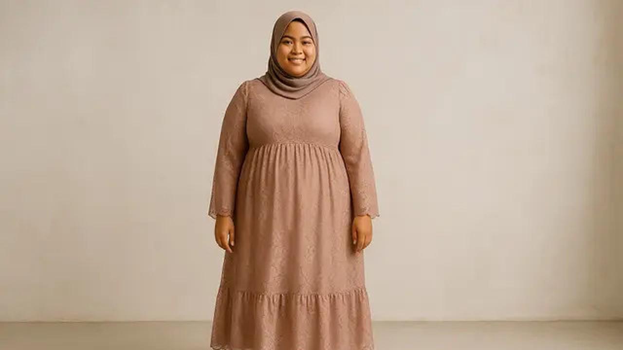8 Model Dress Brokat untuk Orang Gemuk dan Pendek Berhijab, Pilih Ini Agar Terlihat Proporsional