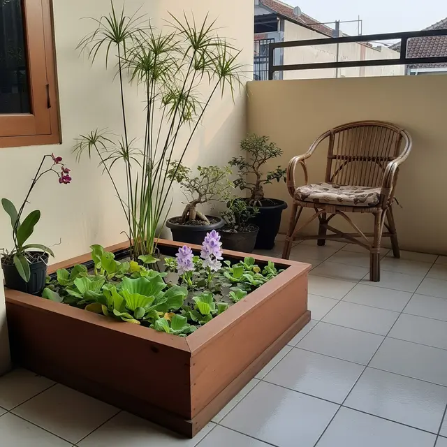 Ide Teras Rumah dengan Tanaman Air Tanpa Ikan