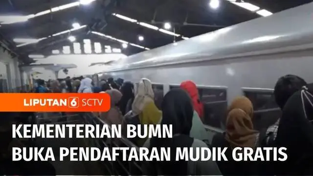 Kementerian Badan Usaha Milik Negara meluncurkan Program Mudik Gratis bersama BUMN pada lebaran tahun ini. Total ada lebih dari 65 ribu kuota mudik gratis dengan bus, kereta api, dan kapal laut yang disiapkan.