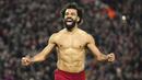 Pemain Liverpool, Mohamed Salah melakukan selebrasi setelah mencetak gol keenam timnya ke gawang Manchester United pada laga pekan ke-26 Liga Inggris 2022/2023 yang berlangsung di Anfield, Liverpool, Senin (06/03/2023) WIB. Salah kini tercatat sebagai pencetak gol terbanyak sepanjang masa Liverpool melampaui rekor Robbie Fowler setelah menyumbangkan dua gol untuk kemenangan 7-0 The Reds atas Manchester United. (AP Photo/PA/Peter Byrne)