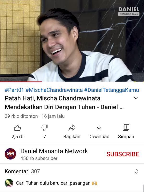 Mischa Chandrawinata di kanal YouTube Daniel Mananta. (Foto: YouTube Daniel Mananta Network)