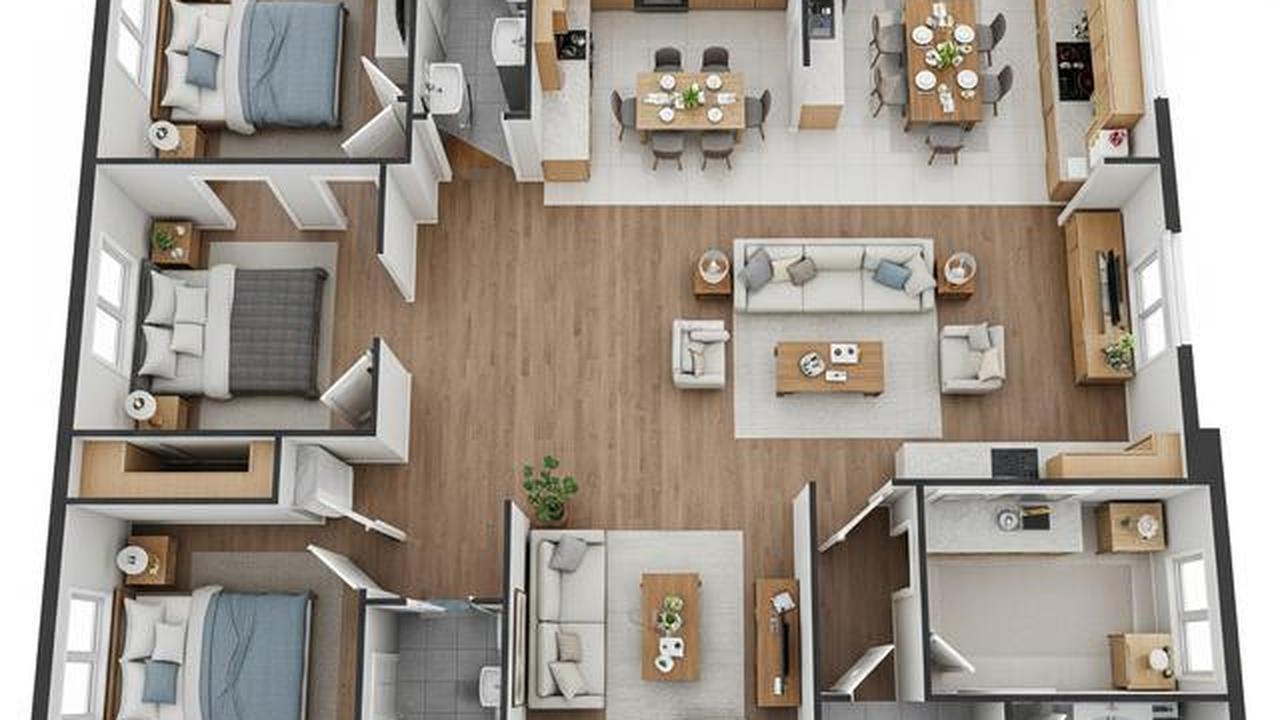 7 Denah Rumah 8x15 m dengan 3 Kamar Tidur untuk Keluarga Muda, Nyaman dan Hemat Ruang