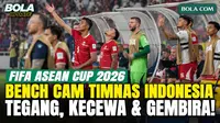 Beragam ekspresi pemain, pelatih, dan ofisial Timnas Indonesia di bench saat menghadapi Bangladesh dalam FIFA ASEAN Cup 2026. Dari ketegangan saat pertandingan berlangsung, kekecewaan ketika peluang gagal dimanfaatkan, hingga kegembiraan saat menyamb...