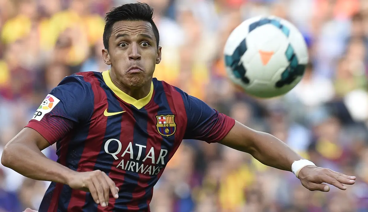 Alexis Sanchez bermain untuk Barcelona pada 2011 hingga 2014 dan tampil sebanyak 88 kali dengan mencetak 39 gol. (AFP/Lluis Gene)