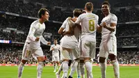 Real Madrid menang 2-0 atas Osasuna pada laga pekan keenam La Liga di Santiago Bernabeu, Rabu (25/9/2019). (AFP/OSCAR DEL POZO)