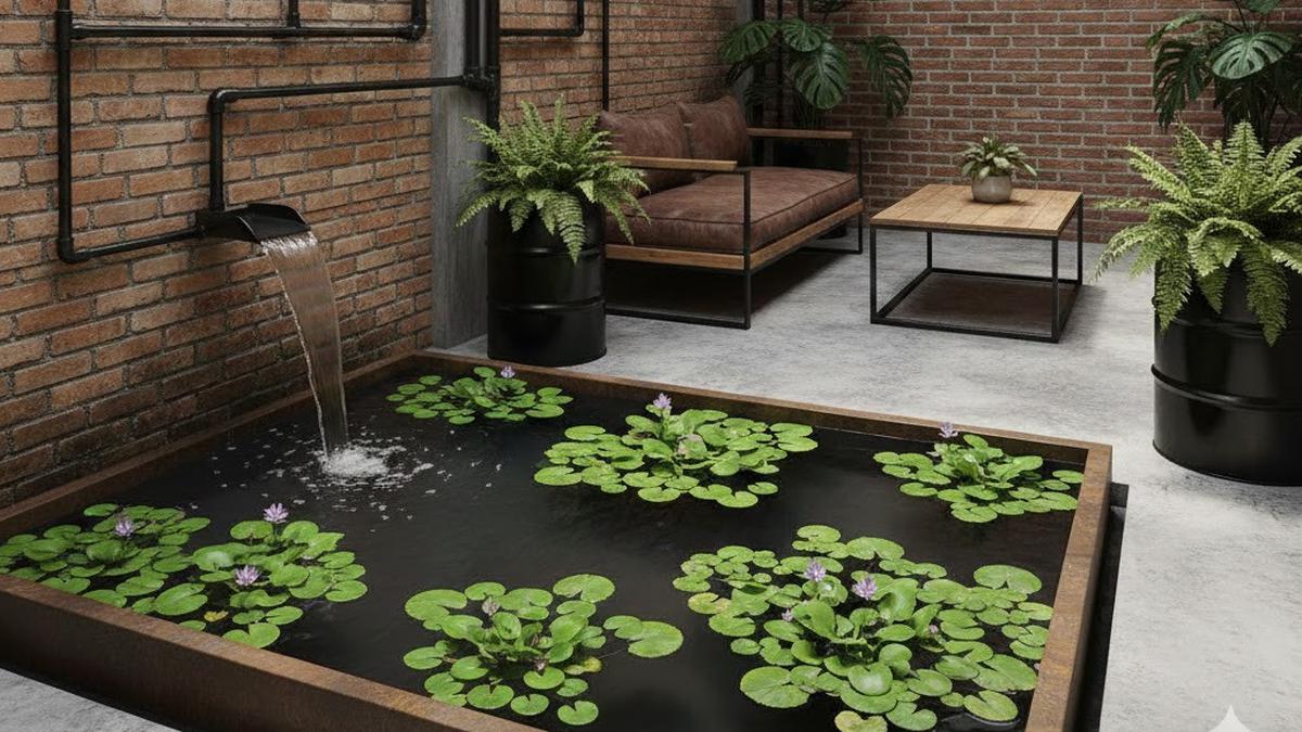 11 Desain Teras Nyaman dengan Kolam Mini dan Tanaman Air, Rumah Makin Sejuk