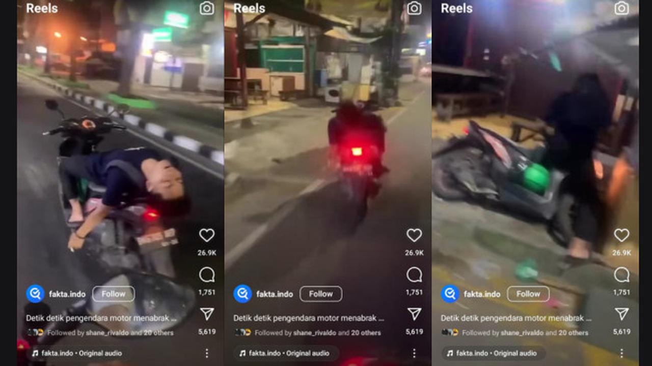 Seorang Pemuda Melakukan Freestyle Gaya Tidur di Motor