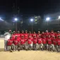 Timnas softball Indonesia U-19 usai mengalahkan India 11-2 pada Kejuaraan Asia, Sabtu (4/11/2017). (Liputan6.com/Ahmad Akbar Fua)