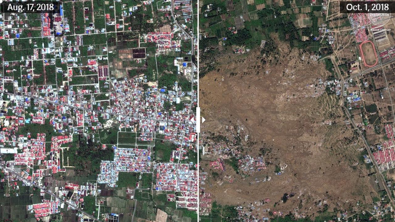 kondisi palu usai gempa dan tsunami (foto: Planet Labs, Quartz)